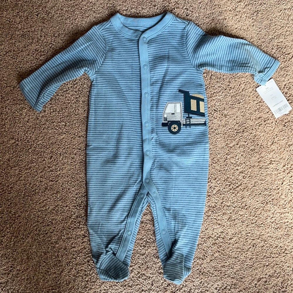 Carter’s Snap-Up Sleep & Play, blue with truck NWT